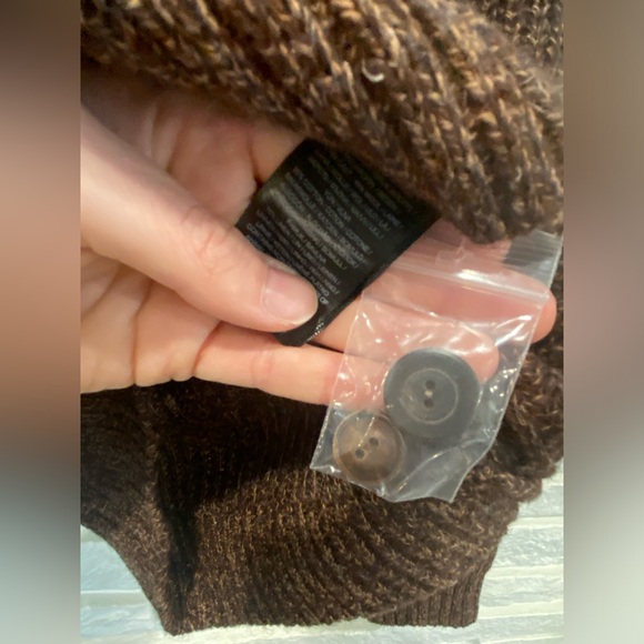 NWT Men’s Double RL - Suede Trim Marled Shawl Cardigan in Brown Tan Mark, Size M - Picture 12 of 12